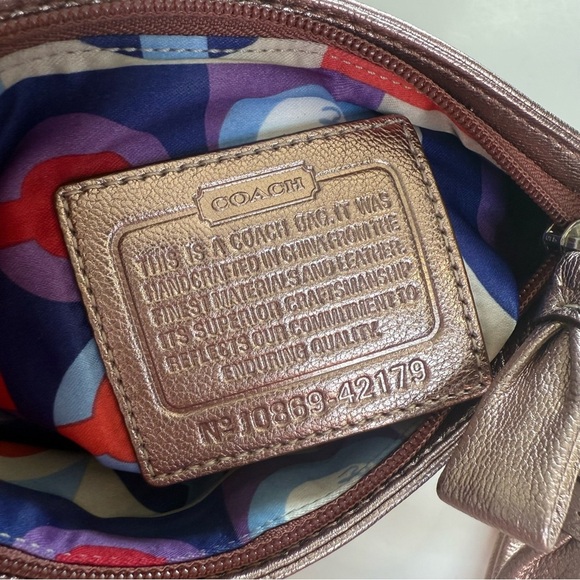 Authentic COACH Rose Metallic Leather Foldover Mini Purse Bag Clutch - Picture 4 of 8